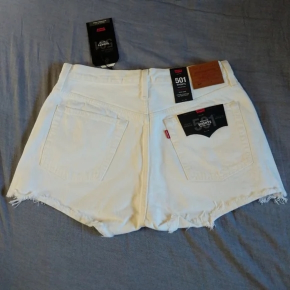 Levi's 501 Jean Denim Cutoff Shorts White - Picture 10 of 15